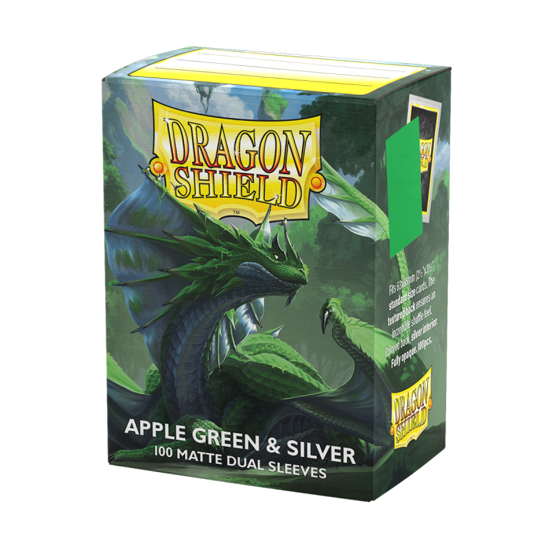 Standard Dual Sleeves: Apple Green & Silver [Matte] (100 Sleeves)