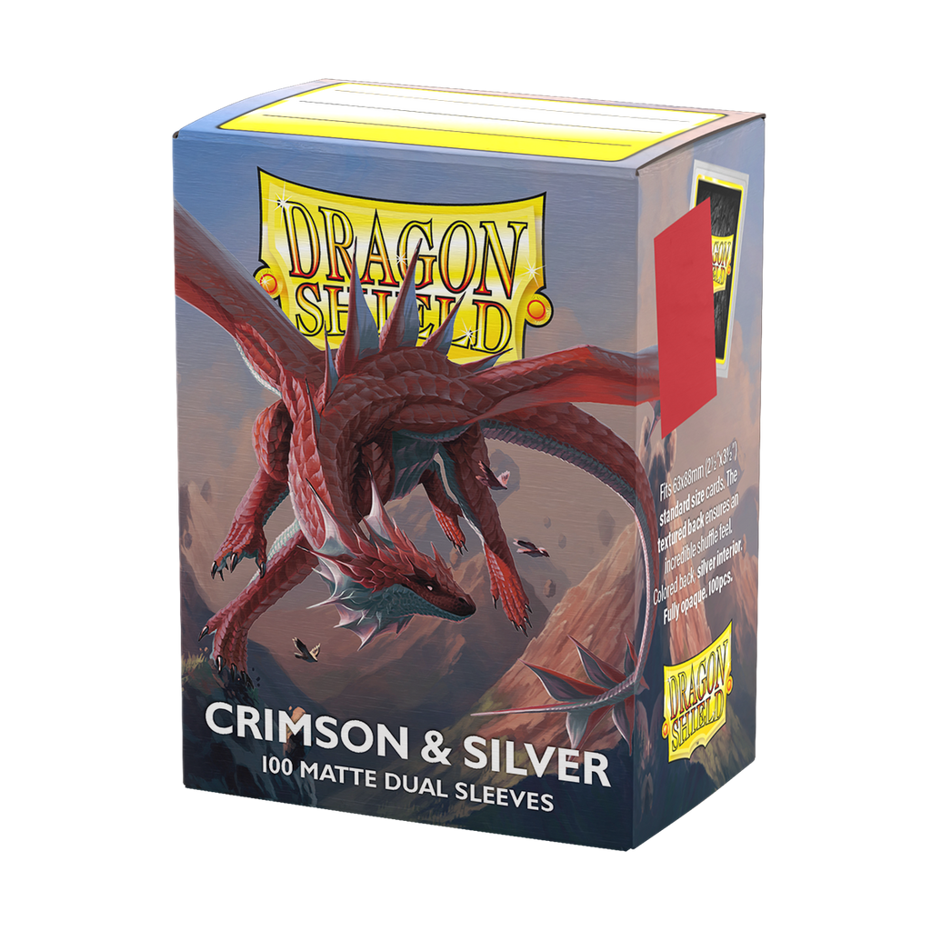 Standard Dual Sleeves: Crimson & Silver [Matte] (100 Sleeves)