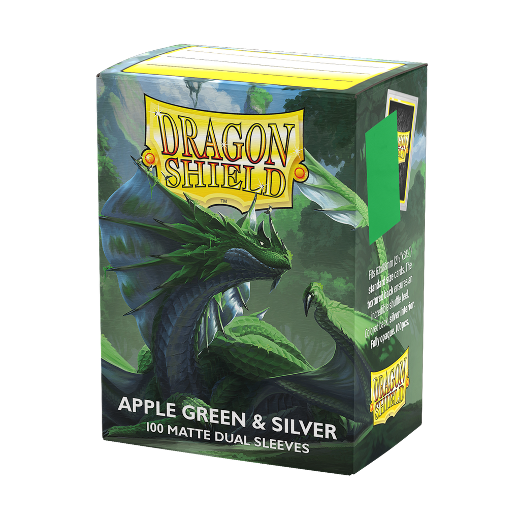 Standard Dual Sleeves: Apple Green & Silver [Matte] (100 Sleeves)