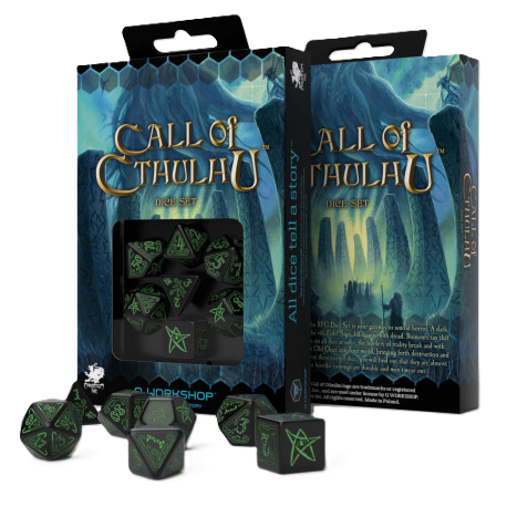 Call of Cthulhu: Black & green 7pc RPG Dice Set