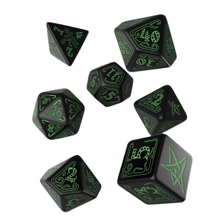 Call of Cthulhu: Black & green 7pc RPG Dice Set