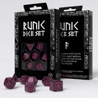 Runic: Shimmering black with magenta 7pc RPG Dice Set
