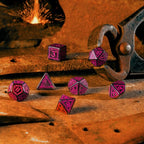 Runic: Shimmering black with magenta 7pc RPG Dice Set